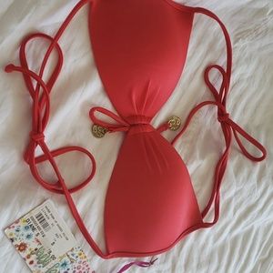 Luli Fama Heart Push Up Bikini Top - Bright Red